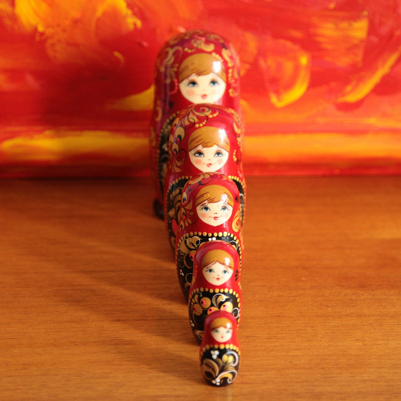 Matryoshka Nesting Dolls Decorated with the Russian Folk Tale 'Firebird' - Jackdaw Living